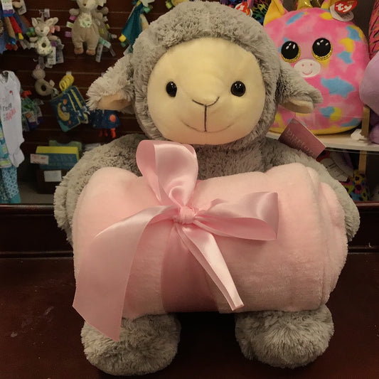 Lamb & Pink Blanket Set