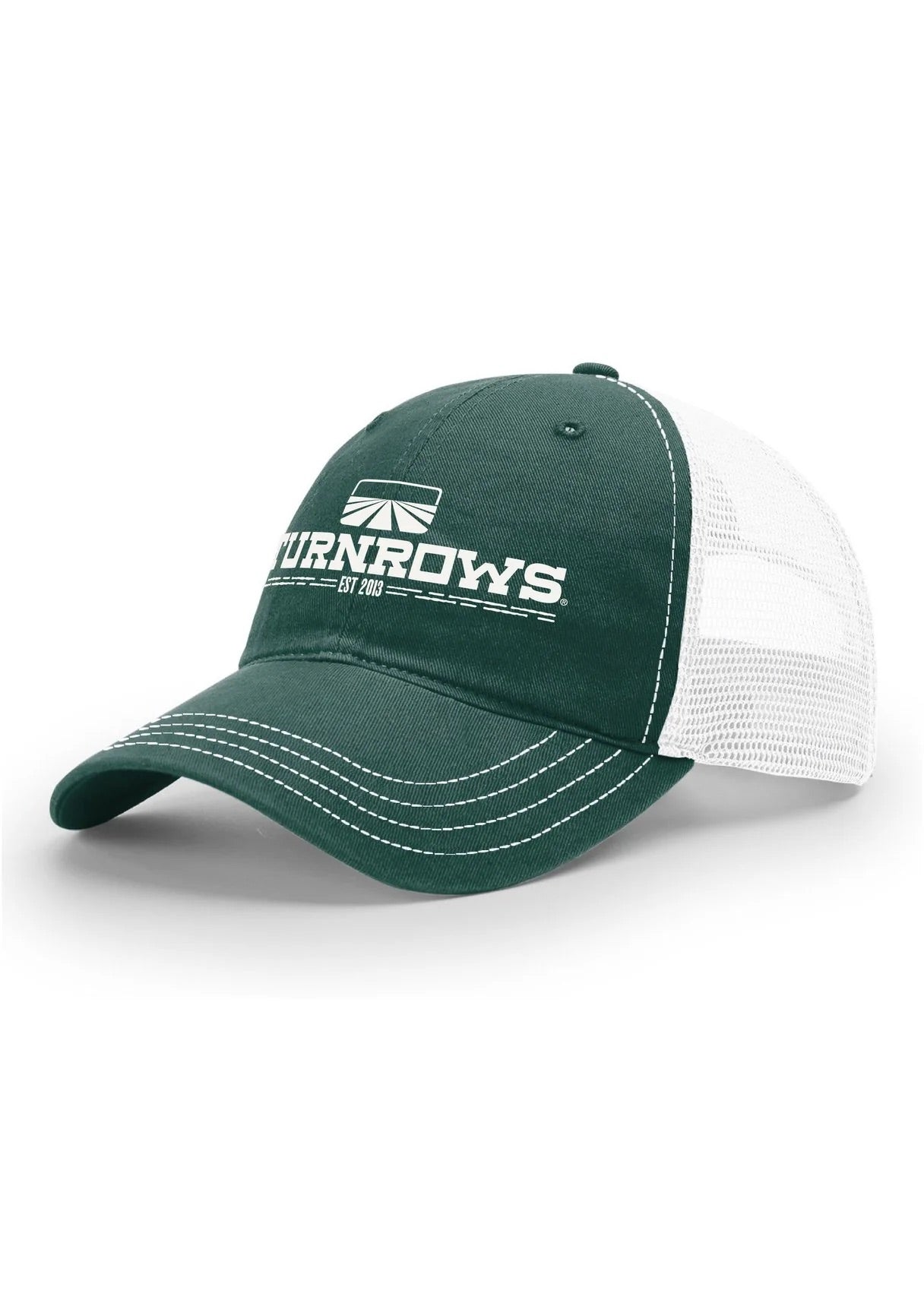 Hunter Green | White Mesh Turnrows Hat